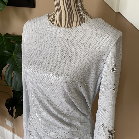 DRESS THE POPULATION WHITE SEQUIN DRESS - Picture 6 of 9